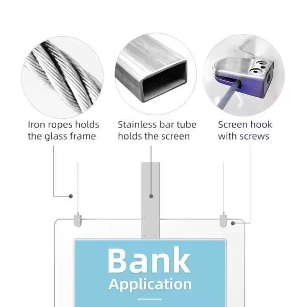 Dual Screen Window Display for Business 55inch Transparent Glass Ceiling Hanging Advertising Kiosk for Android and Window - Image 2
