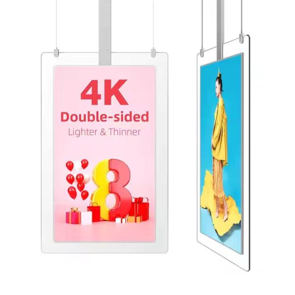 Dual Screen Window Display for Business 55inch Transparent Glass Ceiling Hanging Advertising Kiosk for Android and Window - Image 3