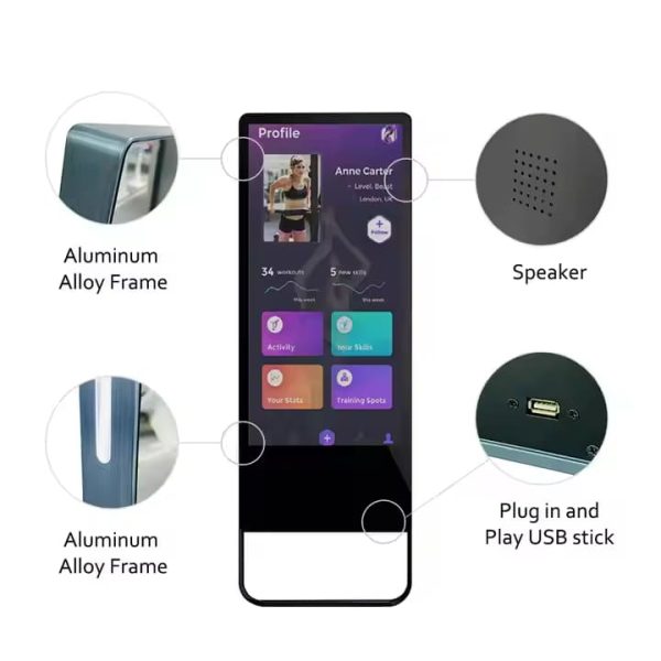 High-tech Interactive Android System Digital Workout Mirrors Freestanding Touch Screen Smart Fitness Mirror - Image 3
