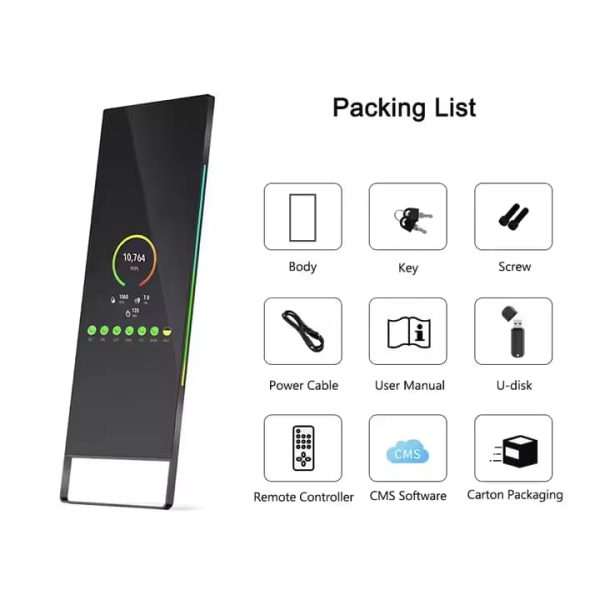 High-tech Interactive Android System Digital Workout Mirrors Freestanding Touch Screen Smart Fitness Mirror - Image 6