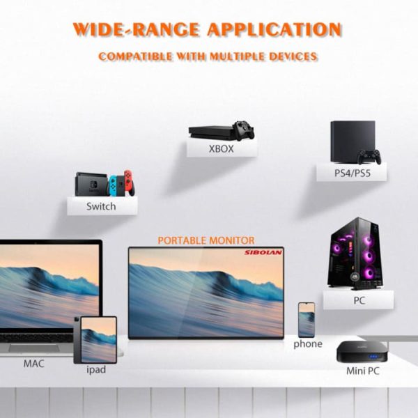OEM Wireless Wifi 15.6 Inch 1080P UHD LCD Portable Gaming Monitor Full Screen Support Type-c Usb with Adjustable Folding Stand - Image 4